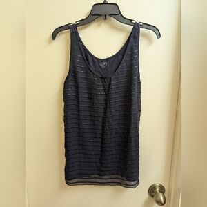 LOFT navy sequin tank Size M